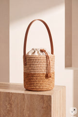 Brown Raffia Bucket Bag