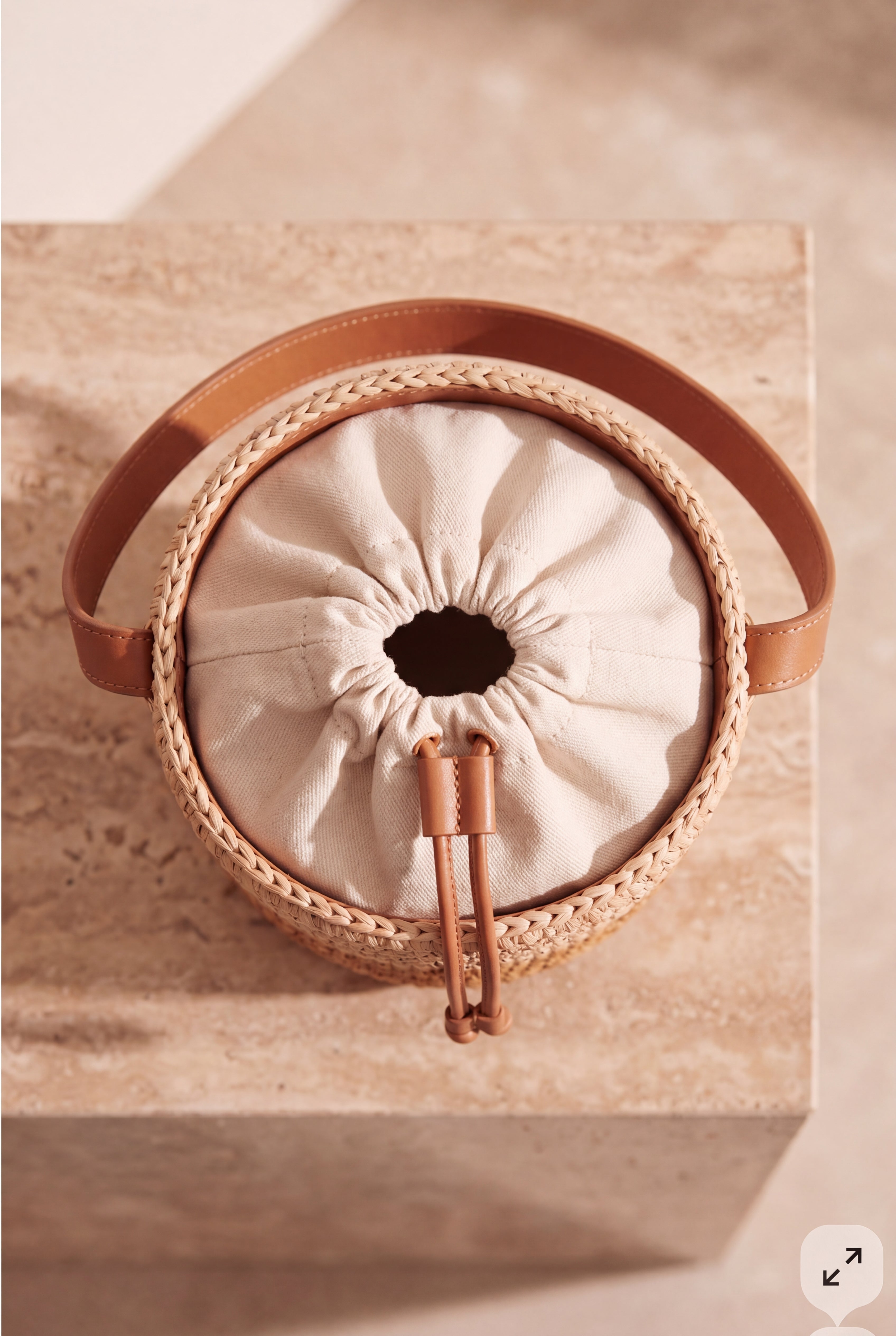 Brown Raffia Bucket Bag