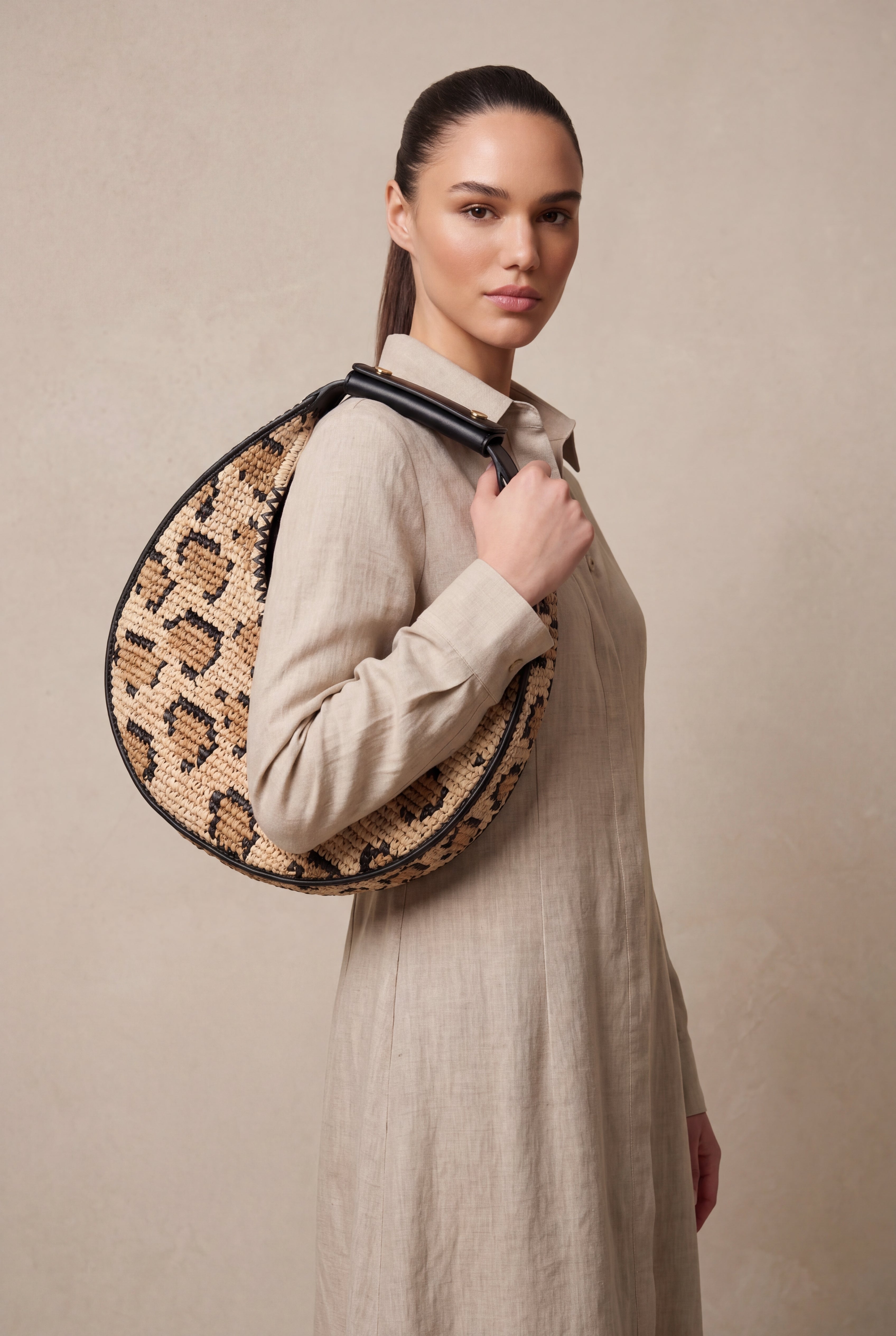 Moon Leopard Black Shoulder Bag