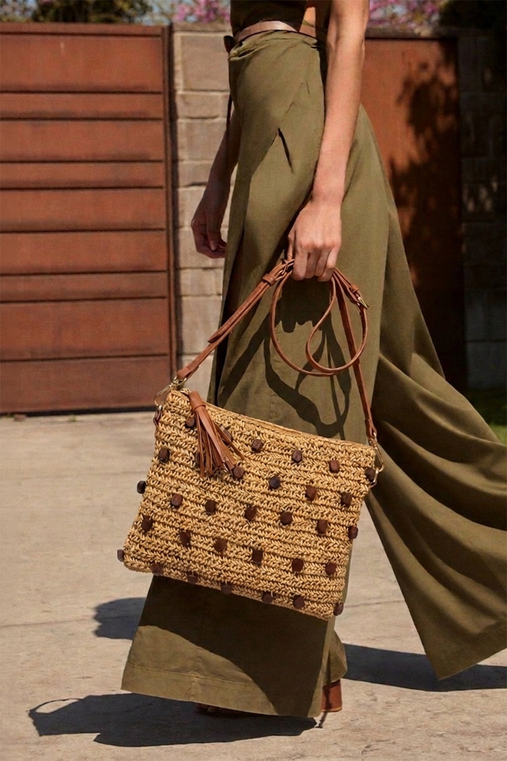 Nora Raffia Crossbody Bag
