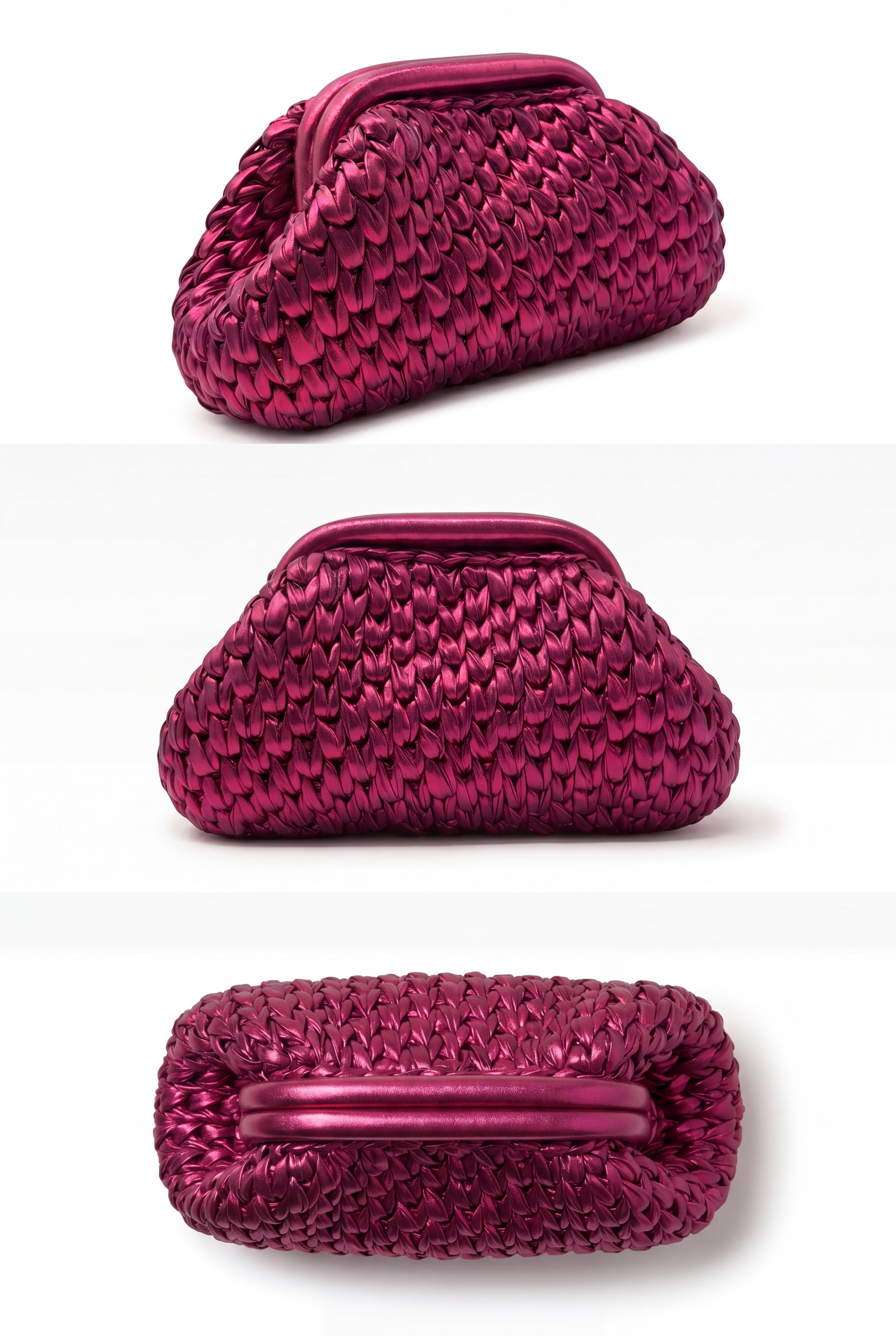 Fuchsia Pink Metallic Clutch
