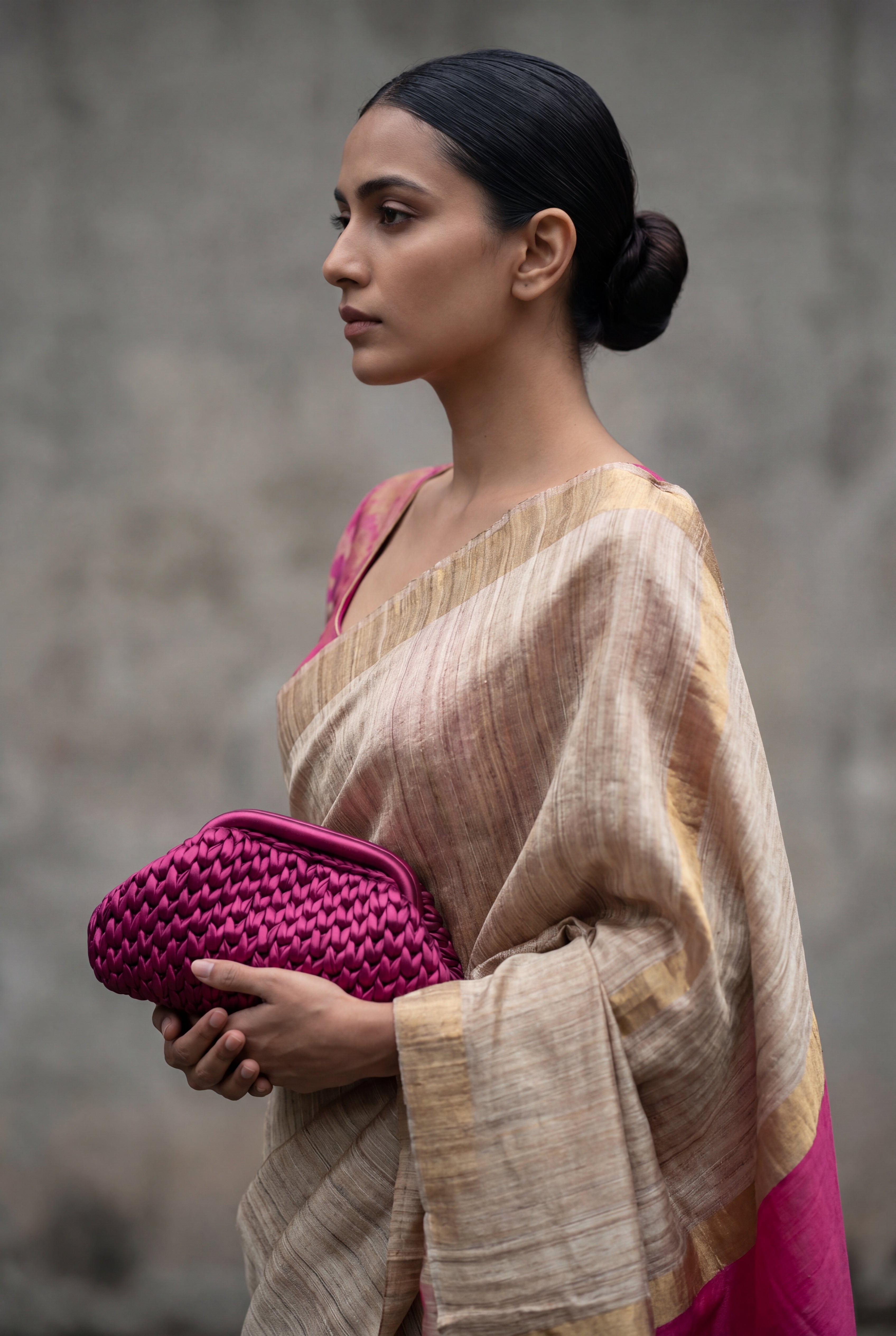 Fuchsia Pink Metallic Clutch