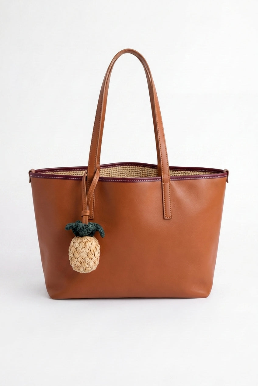 Reversible Bag Raffia Tan
