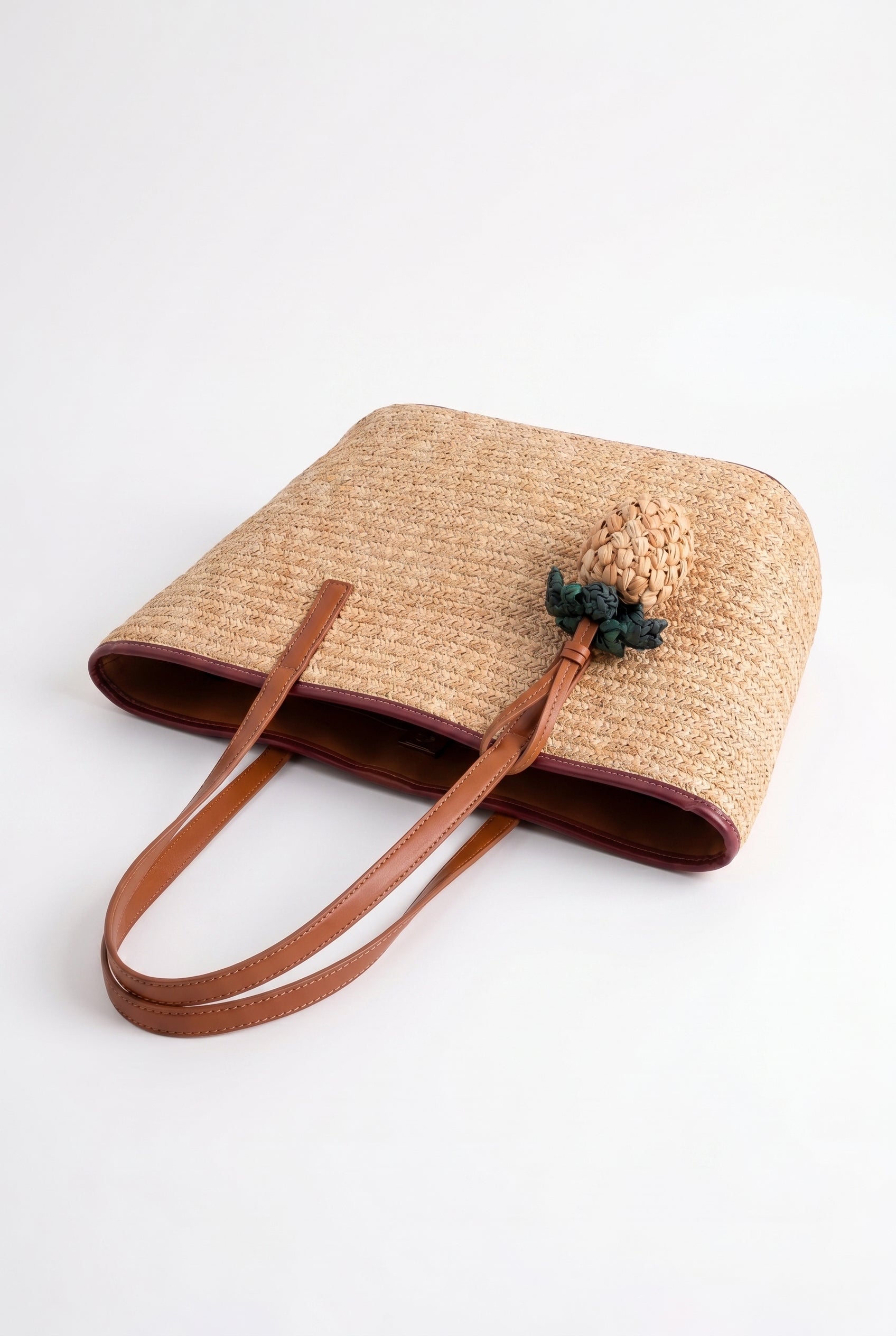 Reversible Bag Raffia Tan