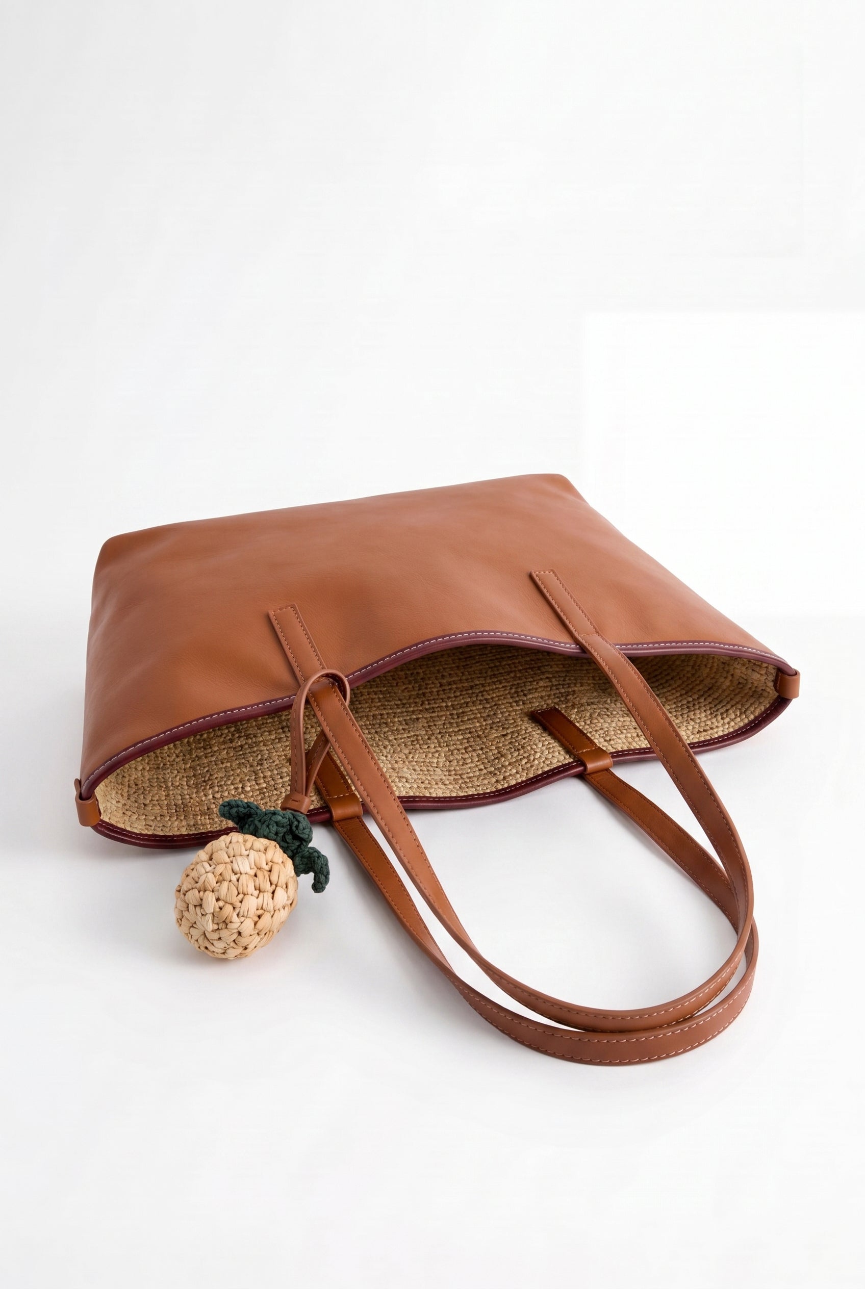 Reversible Bag Raffia Tan