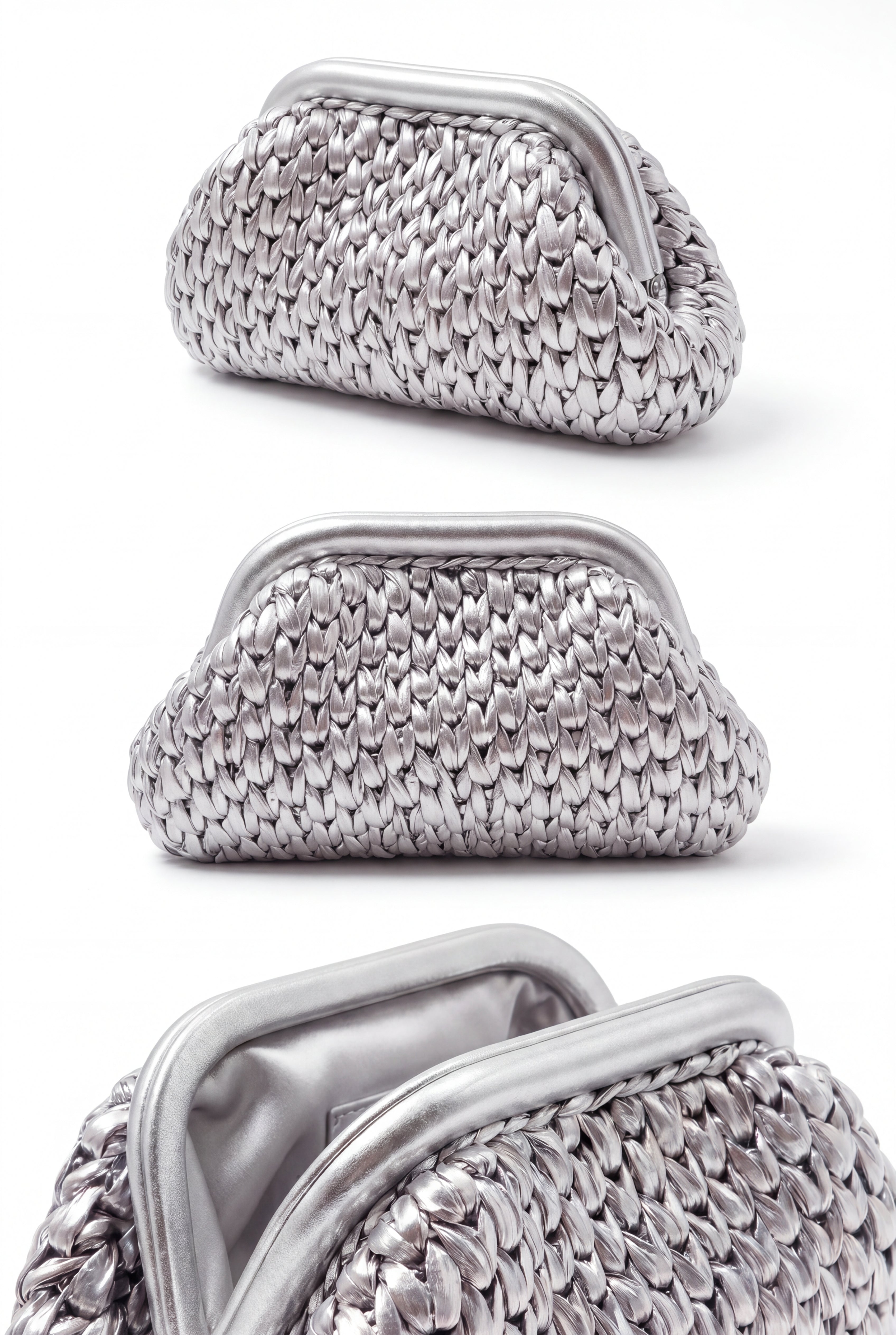 Silver Metallic Clutch