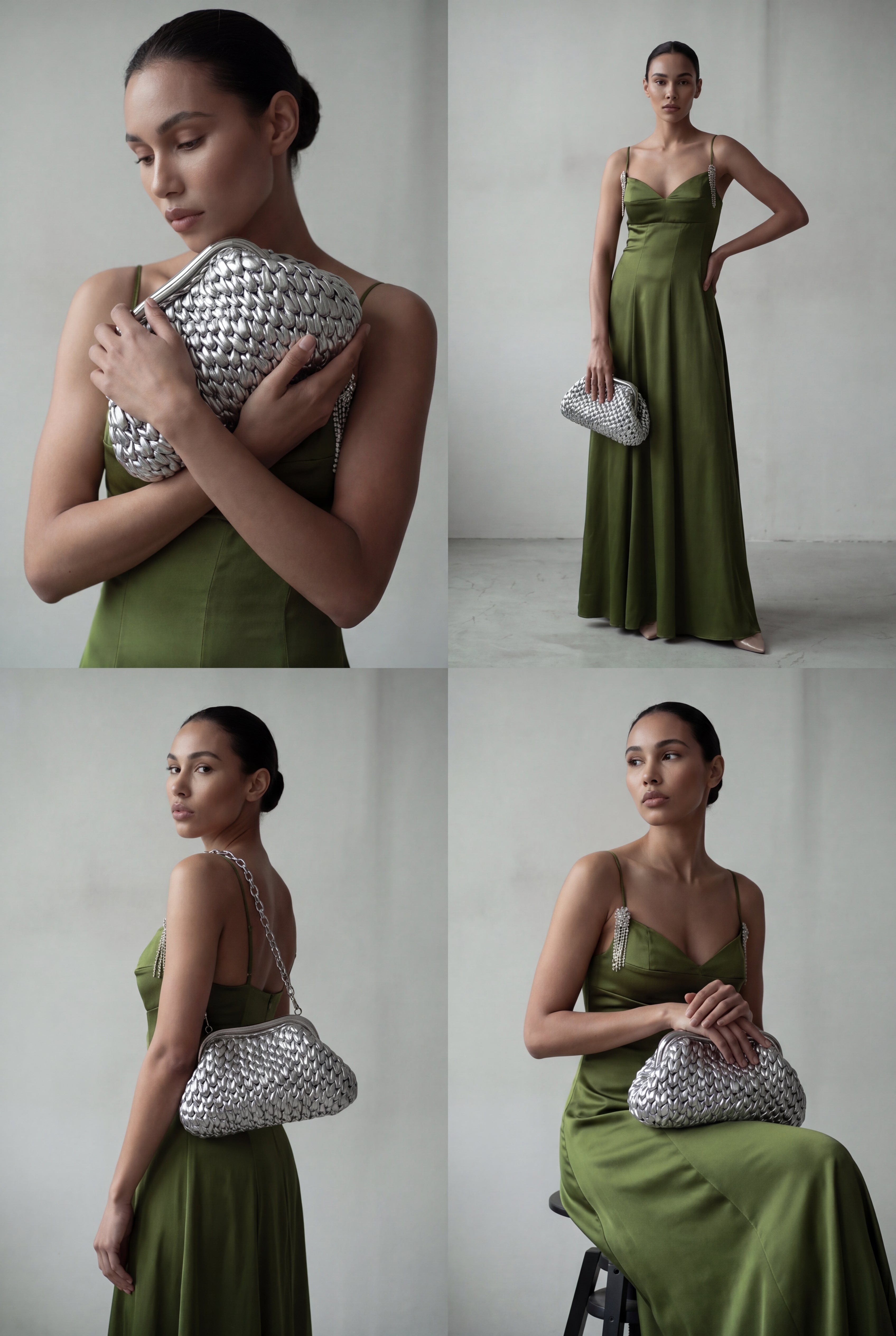Silver Metallic Clutch