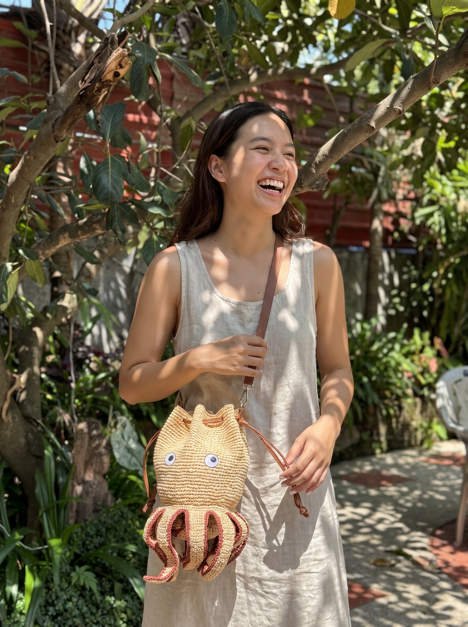 Octopus Raffia bag