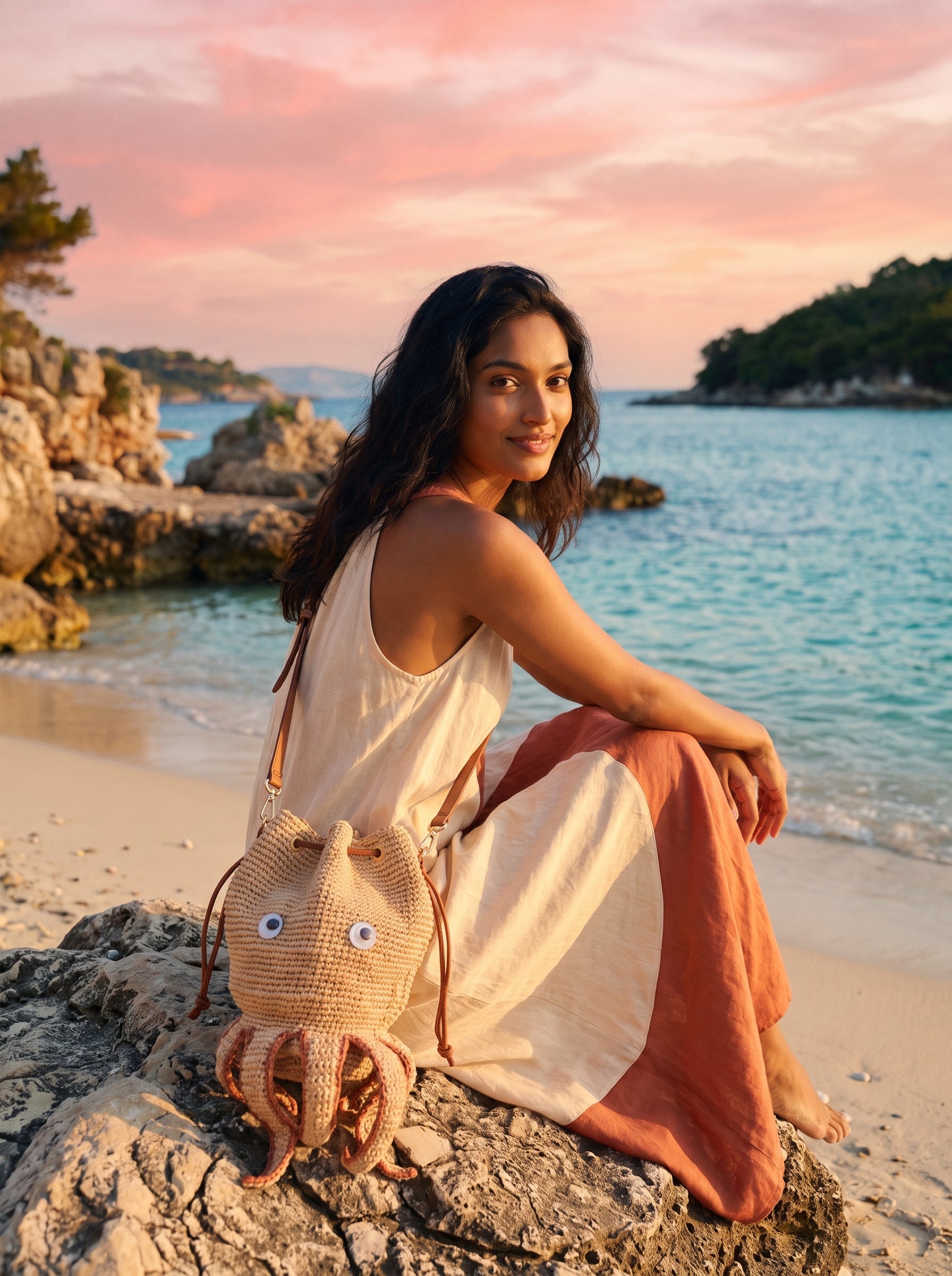 Octopus Raffia bag