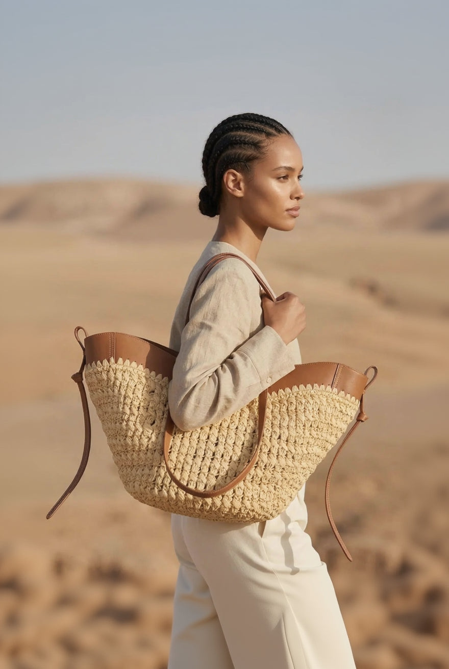 Cleo Raffia Tote Bag