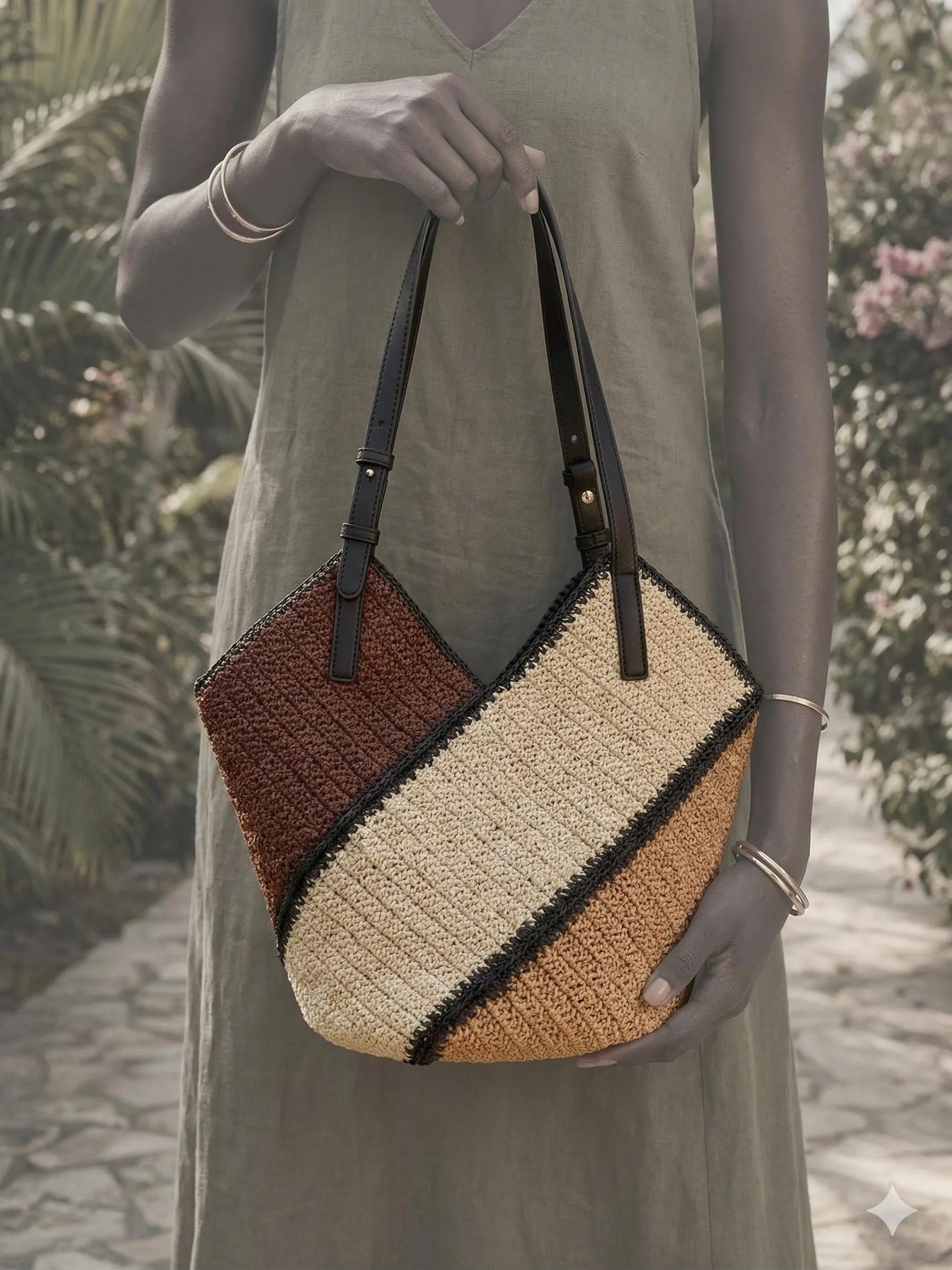 Slouchy Raffia Tote Bag